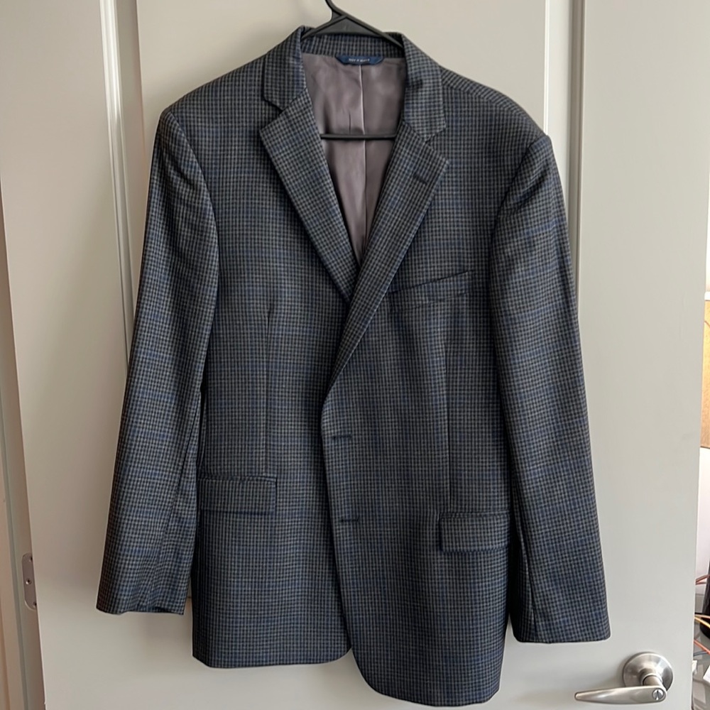 Brooks Brothers Blazer 42R Black Grey Blue Checkers